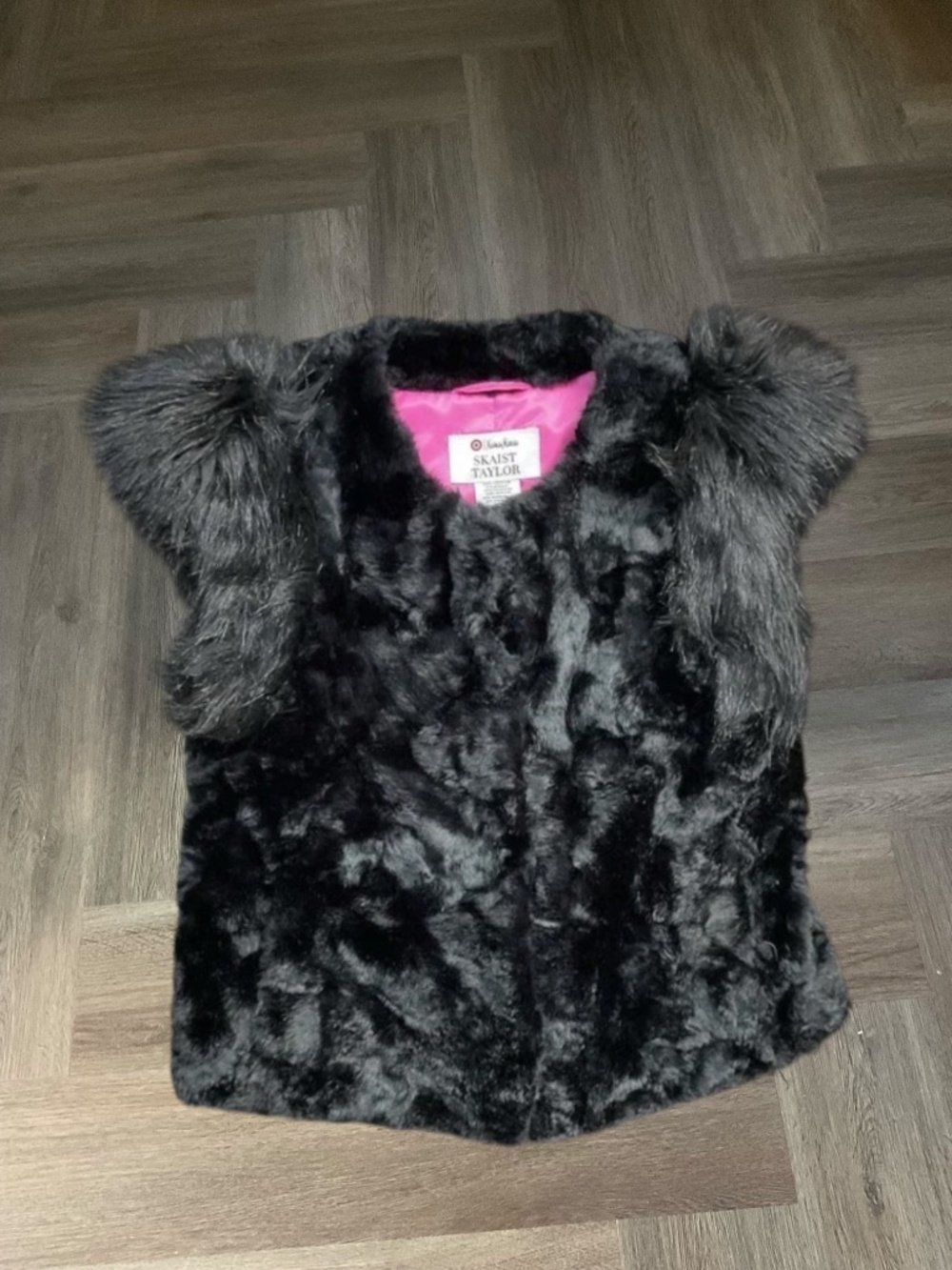 Skaist Taylor Faux Fur Whimsigoth Coquette Vest Womens Black Medium Glam Boho
